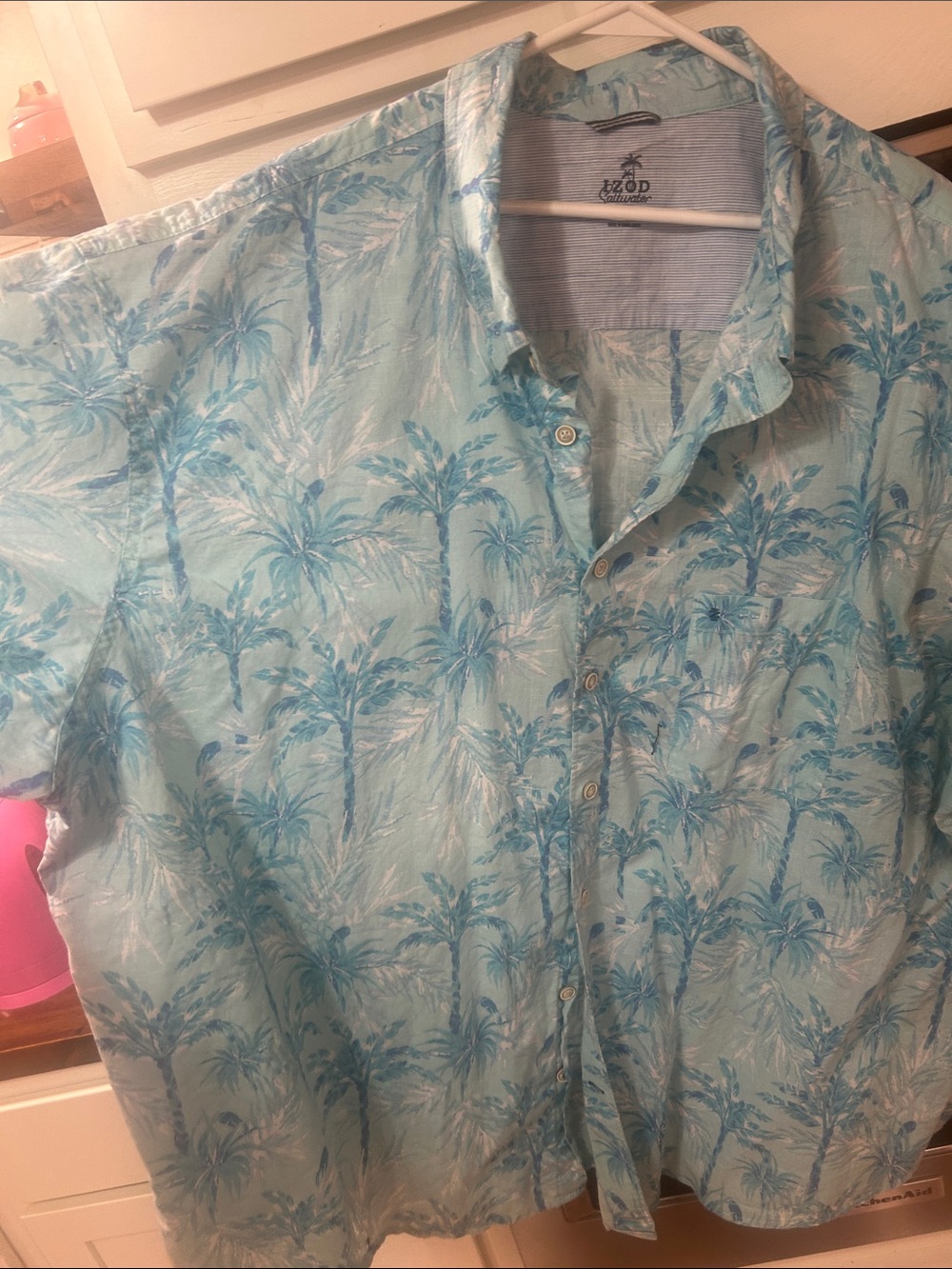 Izod Men’s Light Aqua Palm-Print Button-Down Shirt